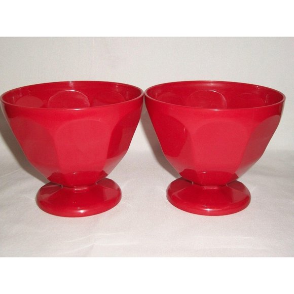 Red Kitchen Set of 8 Plastic 17oz Ice Cream Sundae - Picture 6 of 10